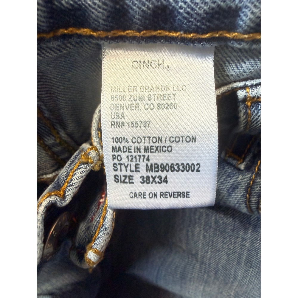 CINCH Black Label - Men's Jeans - Relaxed Straight Blue Denim MB90633002- 38x34 - Picture 8 of 8